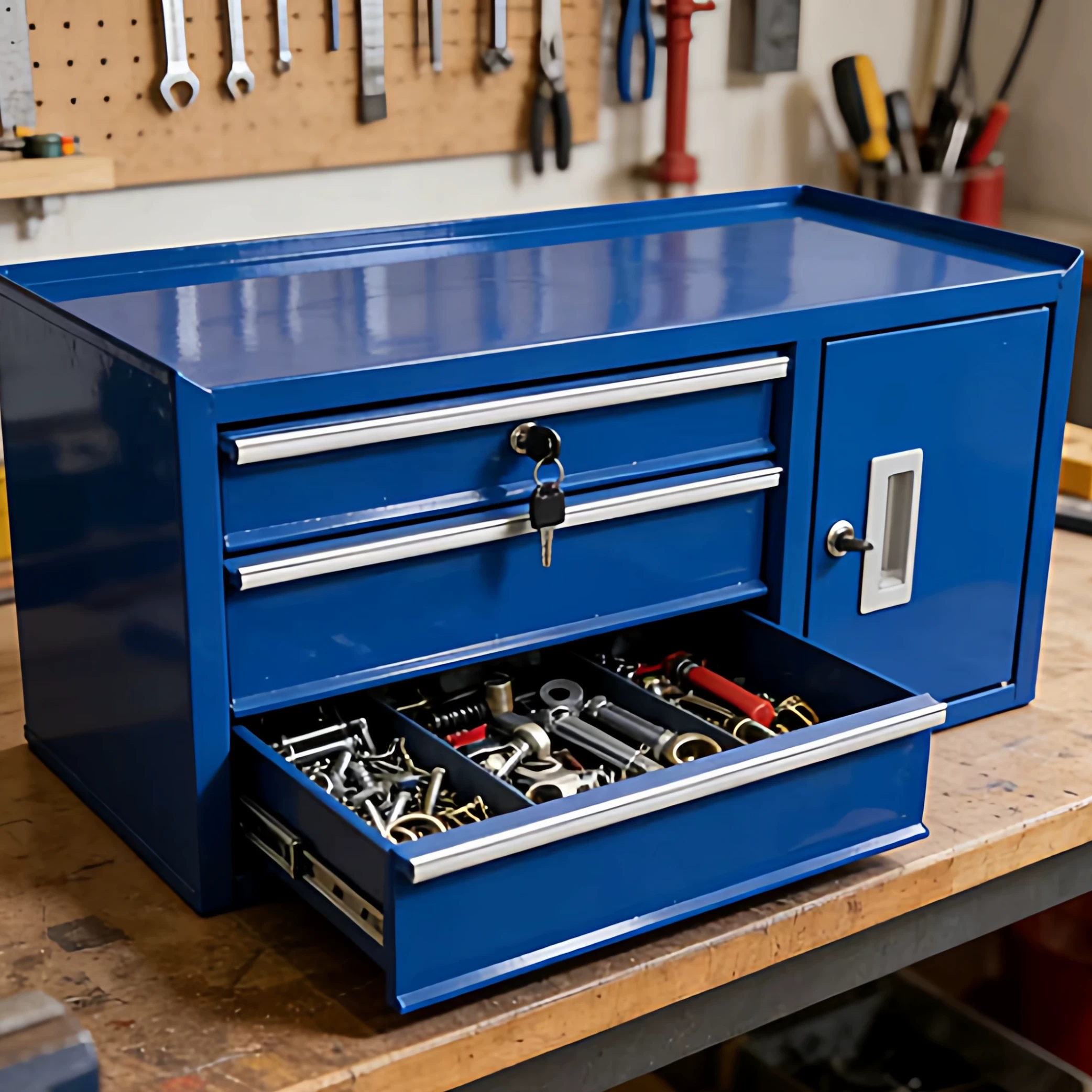 Workshop Tools Wood - Mehrzweck-Eisen-Desktop-Werkzeugschrank Metall-Aufbewahrungsbox für Werkstatt, Büro und
