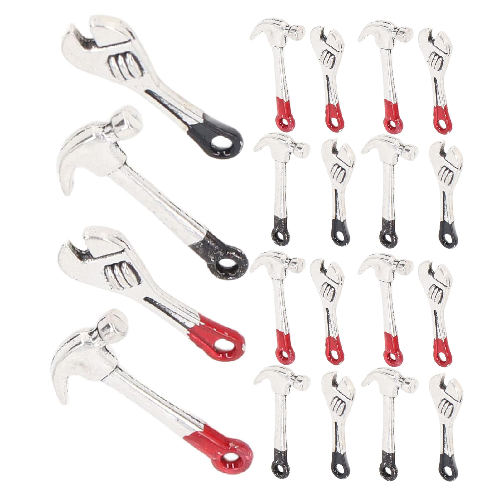 Workshop Tools Toy - 5 Sets Puppenhaus-Wartungswerkzeuge, Metall-Mini-Schraubenschlüssel- und Hammer-Set,