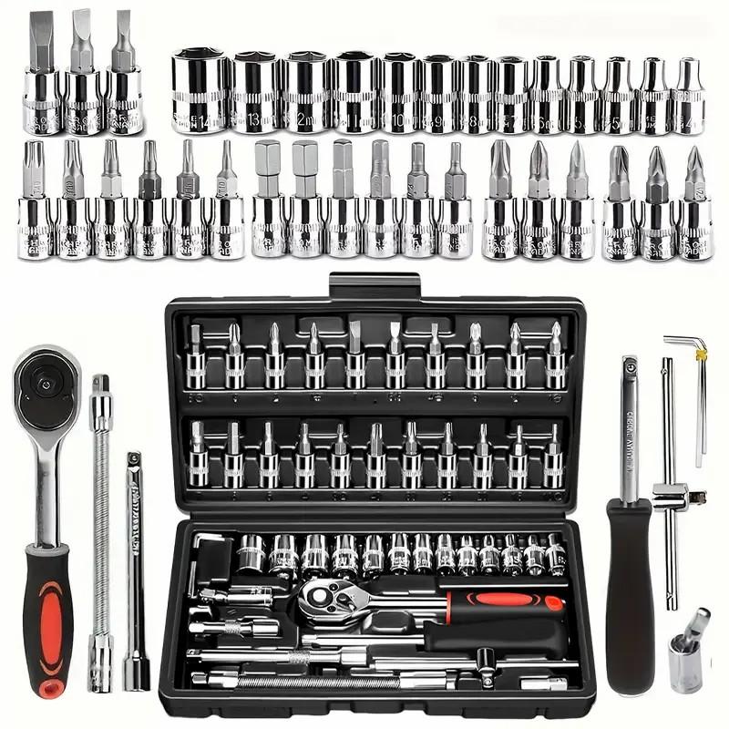 Tools & Workshop Equipment - 46-teiliges metrisches Steckschlüssel-Set, Werkzeugkasten für die