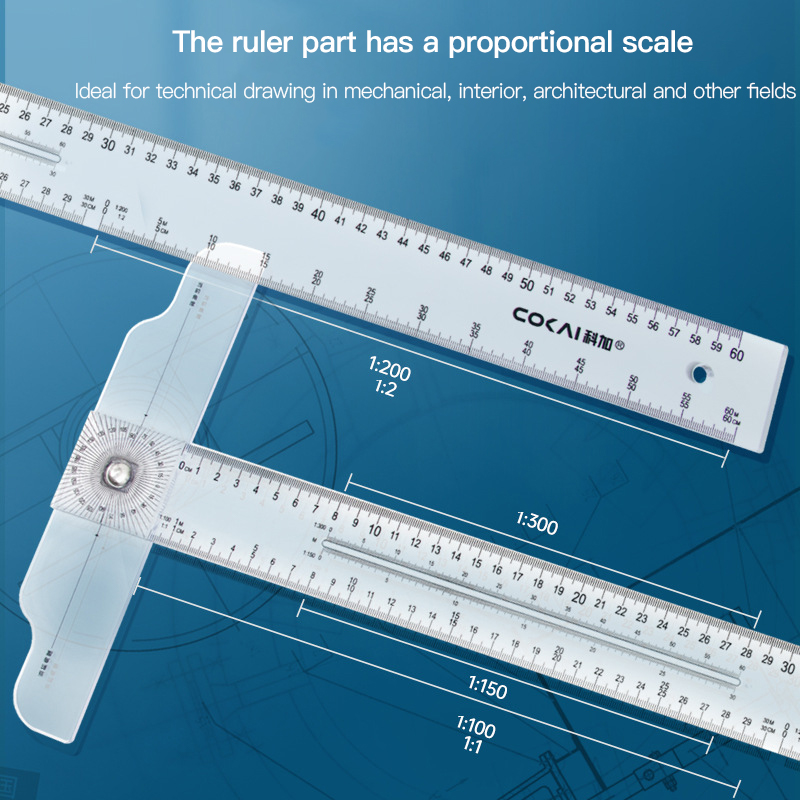 Workshop Measuring Tools - Doppelseitiges T-Quadrat-Lineal, durchsichtige transparente Maße, gerades